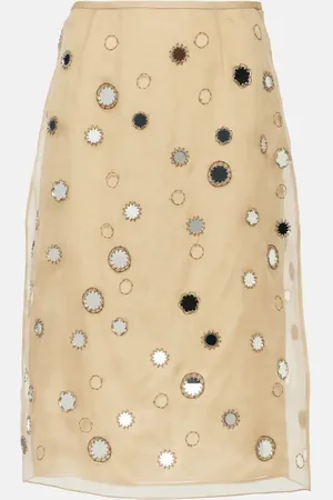 Prada Verzierter Midirock aus Seidenorganza
