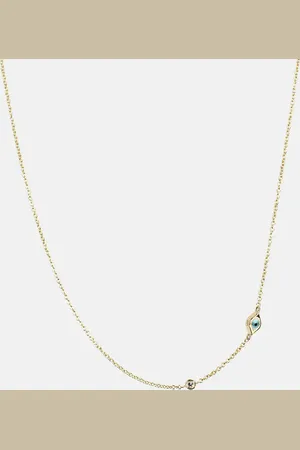 Sydney Evan Halskette Mini Evil Eye aus 14kt Gelbgold mit Emaille und Diamant