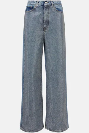 Stella McCartney Wide-Leg Jeans mit Kristallen