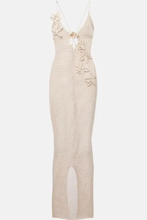 Bananhot Maxikleid Hilsa aus Häkelstrick
