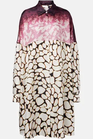 DRIES VAN NOTEN Bedrucktes Hemdblusenkleid aus Seide