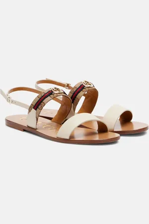 Gucci Sandalen Interlocking G aus Canvas mit Leder