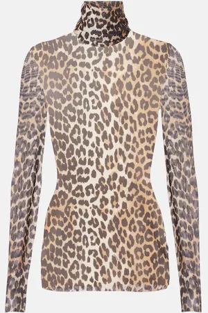 Ganni Bedrucktes Top aus Mesh