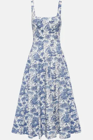 Staud Midikleid Wells aus Baumwollpopeline