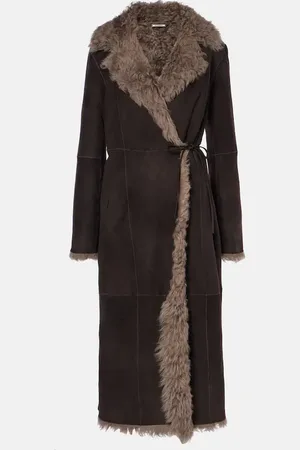 Nour Hammour Mantel Joni aus Veloursleder mit Shearling