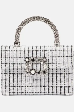 Roger Vivier Verzierte Tote Envelope Flower Jewel aus Tweed