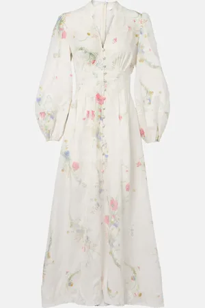 ZIMMERMANN Midikleid Lucky aus Leinen mit Spitze