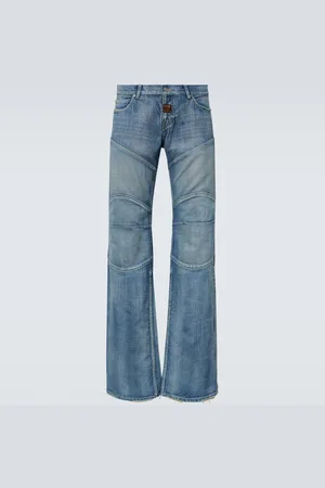 Balenciaga Distressed Low-Rise Wide-Leg Jeans