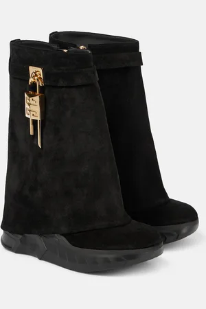 Givenchy Stiefel Shark Lock Biker aus Veloursleder