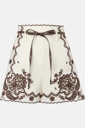 ZIMMERMANN Bestickte Shorts Ascension aus Leinen