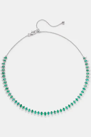 Kamyen Choker aus 18kt Weißgold mit Emaille und Smaragden