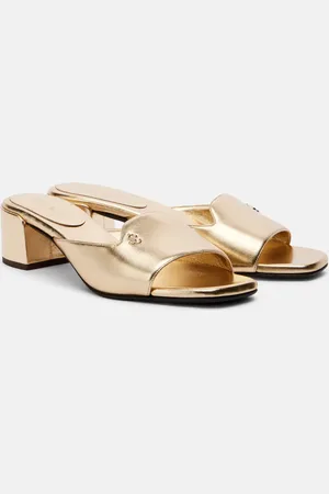 Jimmy Choo Pantoletten Dina 45 aus Metallic-Leder