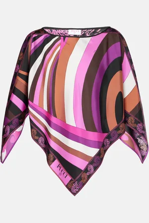 Puccini Bedrucktes Top Iride aus Seiden-Twill