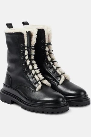Isabel Marant Schnürstiefel Ghiso-GD aus Leder mit Shearling