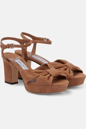 Jimmy Choo Plateausandalen Heloise 80 aus Veloursleder