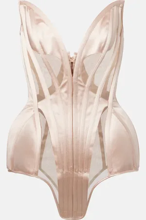 MUGLER Bodysuit aus Satin und Mesh