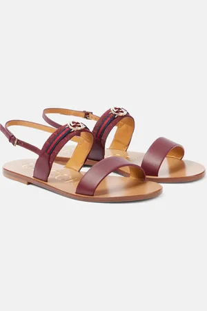 Gucci Sandalen Interlocking G Web Stripe aus Leder