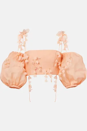 ZIMMERMANN Cropped-Top Dawning aus Leinen und Seide