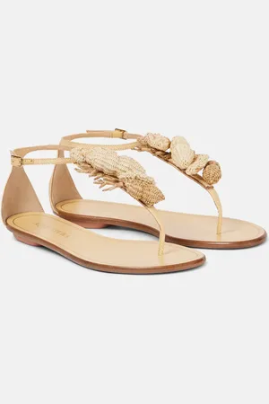 Aquazzura Sandalen Marea aus Leder mit Raffiabast