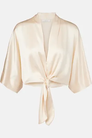 The Sei Cropped-Bluse aus Seidensatin