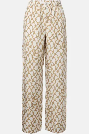 Burberry Bedruckte High-Rise-Hose aus Seide