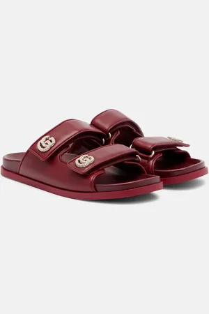 Gucci Sandalen GG aus Leder mit Kristallen