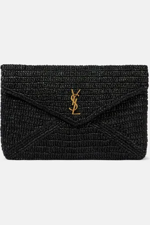 Saint Laurent Clutch Cassandre Large aus Raffiabast