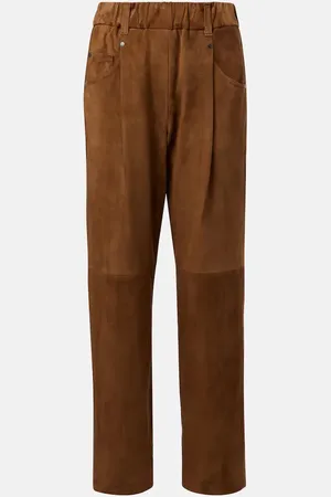 Brunello Cucinelli Gerade Hose aus Veloursleder