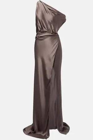 The Sei One-Shoulder-Robe aus Seidensatin