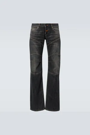 Balenciaga Distressed Low-Rise Wide-Leg Jeans