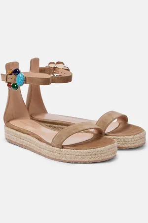 Gianvito Rossi Verzierte Espadrille-Sandalen aus Veloursleder