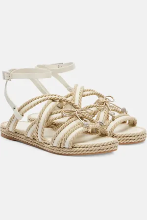 Mach & Mach Verzierte Espadrille-Sandalen mit Leder