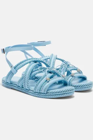 Mach & Mach Verzierte Espadrille-Sandalen mit Leder