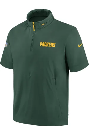 Nike Green Bay Packers Sideline Coach NFL-Kurzarmjacke mit Kapuze und Halbreißverschluss (Herren)