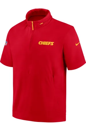 Nike Kansas City Chiefs Sideline Coach NFL-Kurzarmjacke mit Kapuze und Halbreißverschluss (Herren)