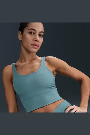 Nike Zenvy Rib gepolsterter Longline-Sport-BH mit leichtem Halt