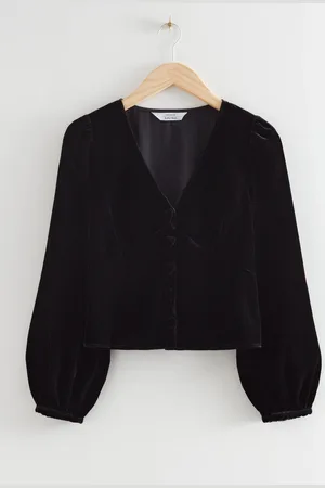 & OTHER STORIES Figurbetonte Samtbluse Mit Puffärmeln - , 32