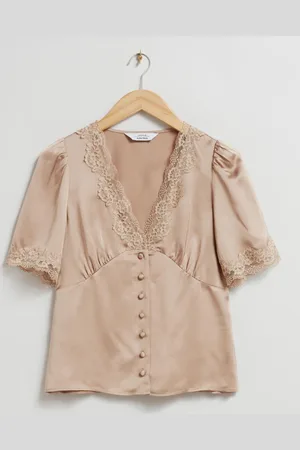 & OTHER STORIES Satinbluse Mit Spitzenbesatz - , 32