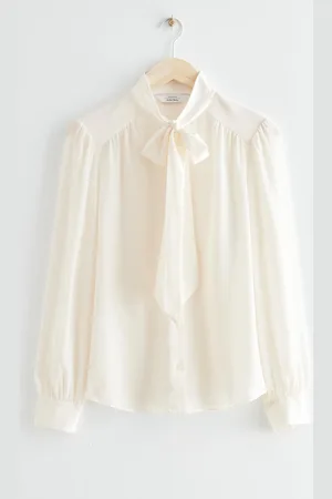 & OTHER STORIES Seidenbluse Mit Bindedetail Am Kragen - , 32