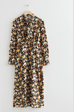 & OTHER STORIES Bedrucktes Midikleid Mit Bindedetail Im Nacken - , 32