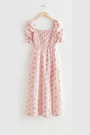 & OTHER STORIES Bedrucktes Midikleid Aus Leinen Mit Puffärmeln - , 32