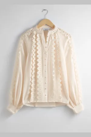 & OTHER STORIES Spitzenbluse Mit Wellenkante - , XS