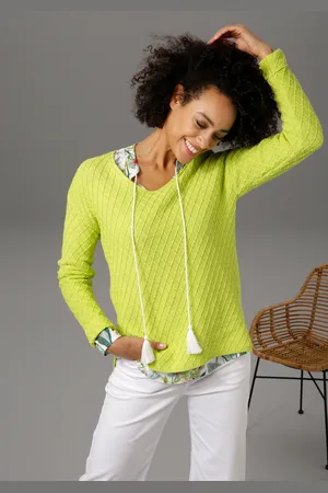 Aniston V-Ausschnitt-Pullover, im trendigen Mustermix