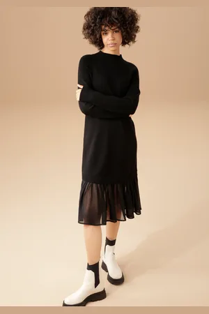 Aniston Strickkleid, mit Chiffon-Volant