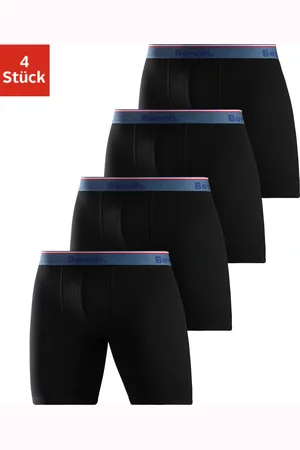 Bench Langer Boxer, (Packung, 4 St.), mit schmalen Streifen im Logo-Webbund