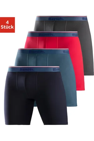 Bench Langer Boxer, (Packung, 4 St.), mit schmalen Streifen im Logo-Webbund