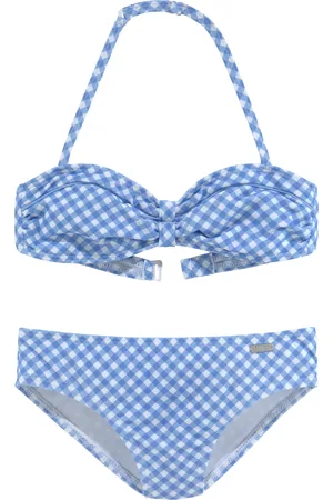 Buffalo Bandeau-Bikini »Karo Kids«, mit unifarbenen Details