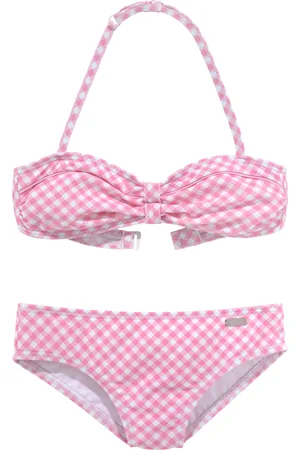 Buffalo Bandeau-Bikini »Karo Kids«, mit unifarbenen Details