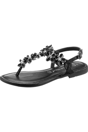 Marco Tozzi Damen Sandalen - Sandale, mit aufwendiger Blütenverzierung