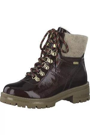Jana Damen Winterstiefel ohne Absatz - Winterboots, mit modischem Karo-Einsatz, H-Weite